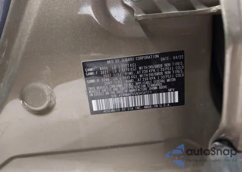 2022 Subaru Ascent Limited z USA, uszkodzony, nr VIN 4S4WMAPD5N3434171